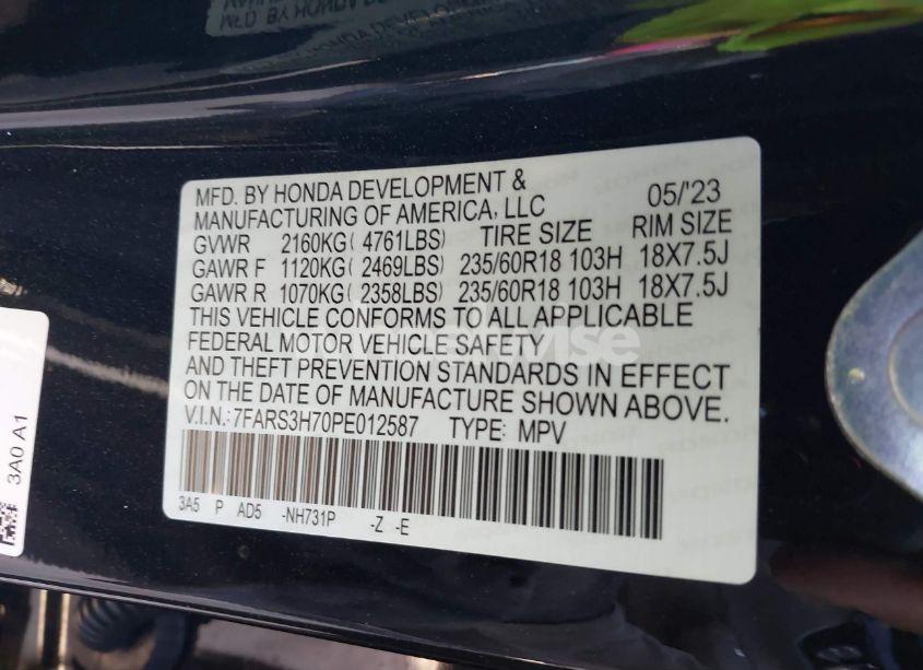 Photo 9 of 2023 Honda Cr-v EX-L 2WD (VIN 7FARS3H70PE012587)