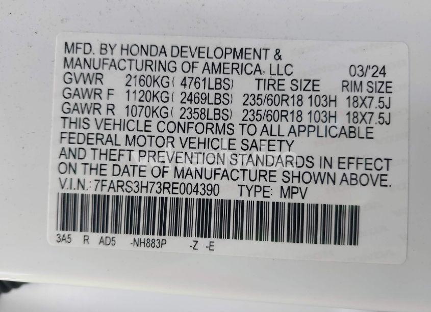 Photo 9 of 2024 Honda Cr-v EX-L 2WD (VIN 7FARS3H73RE004390)