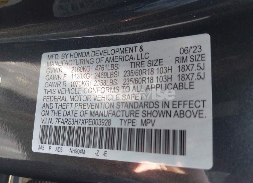 Photo 9 of 2023 Honda Cr-v EX-L 2WD (VIN 7FARS3H7XPE003928)