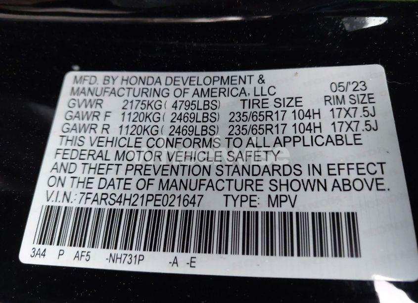 Photo 9 of 2023 Honda Cr-v LX AWD (VIN 7FARS4H21PE021647)