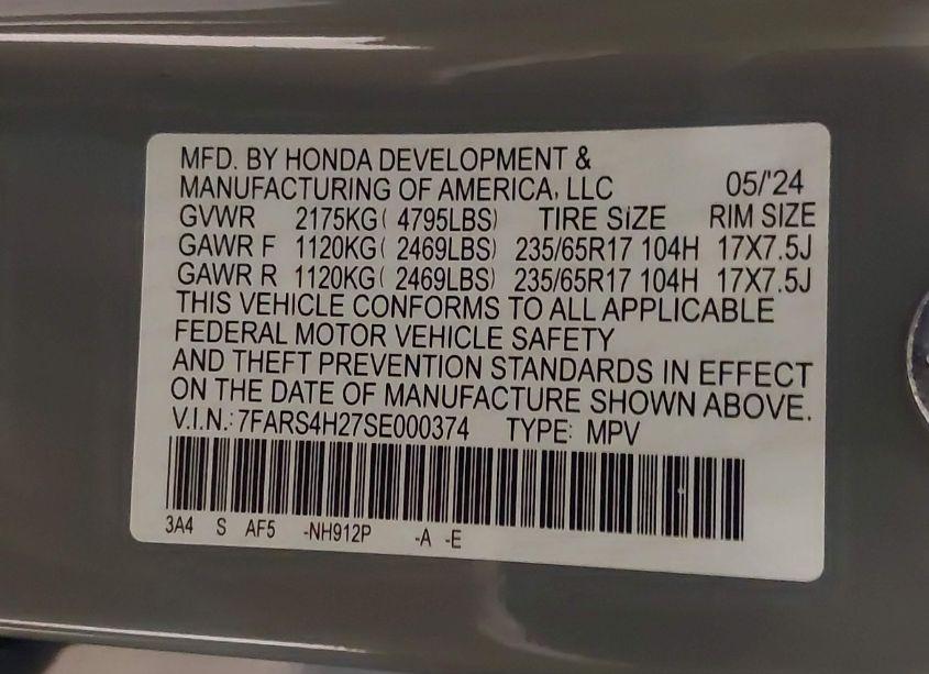 Photo 9 of 2025 Honda Cr-v LX AWD (VIN 7FARS4H27SE000374)