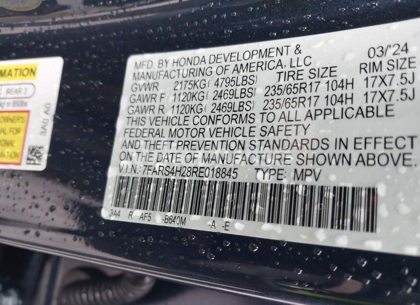 Photo 9 of 2024 Honda Cr-v LX AWD (VIN 7FARS4H28RE018845)