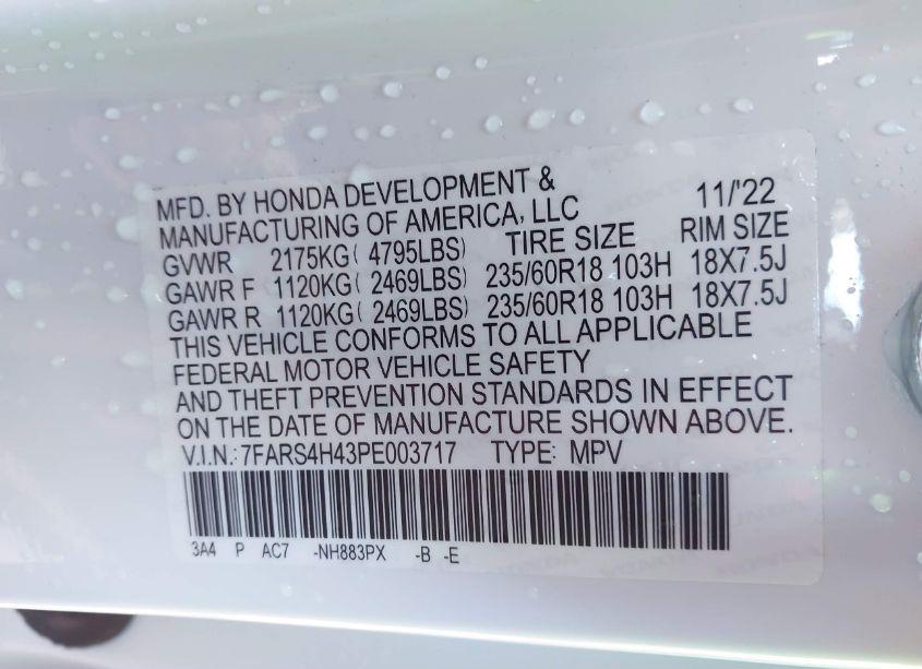 Photo 9 of 2023 Honda Cr-v EX AWD (VIN 7FARS4H43PE003717)
