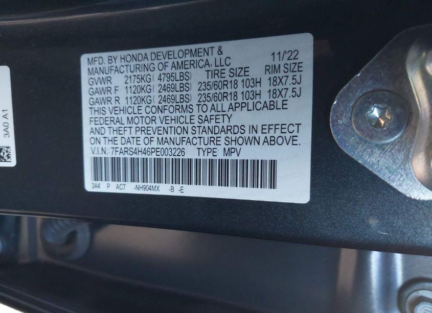Photo 9 of 2023 Honda Cr-v EX AWD (VIN 7FARS4H46PE003226)