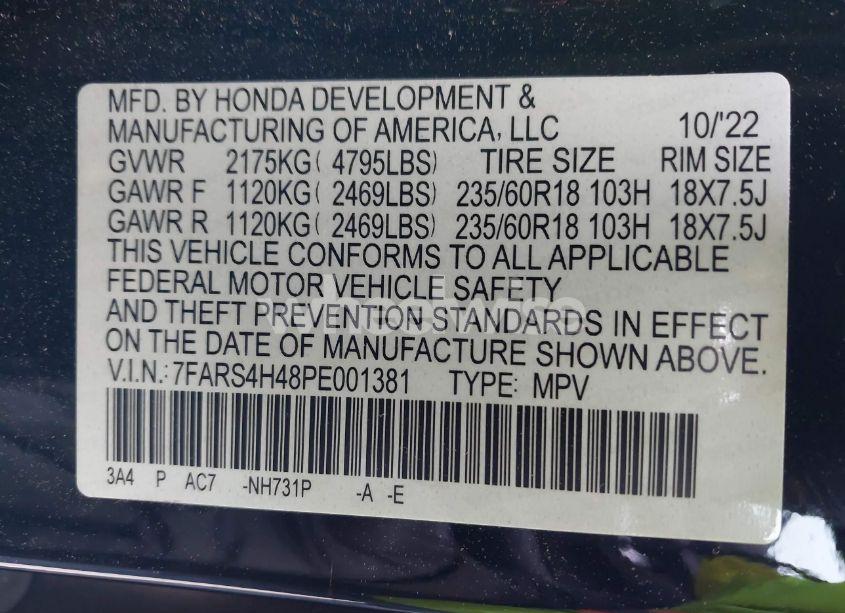 Photo 9 of 2023 Honda Cr-v EX AWD (VIN 7FARS4H48PE001381)