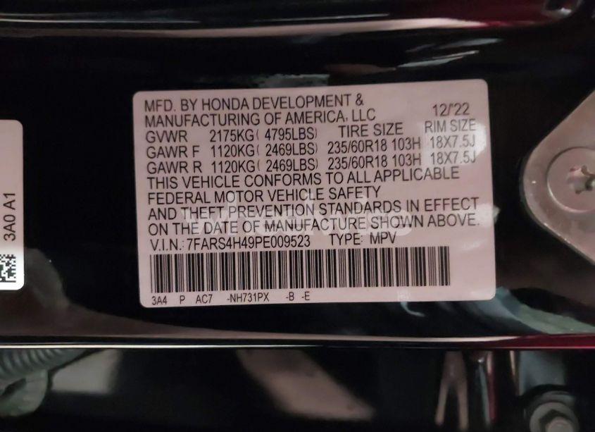 Photo 9 of 2023 Honda Cr-v EX AWD (VIN 7FARS4H49PE009523)