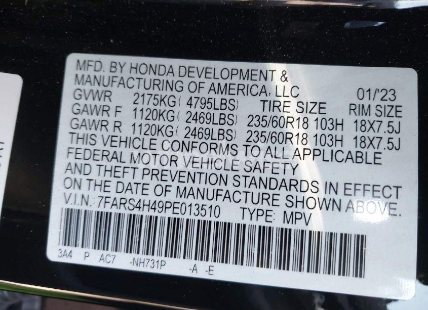 Photo 9 of 2023 Honda Cr-v EX AWD (VIN 7FARS4H49PE013510)