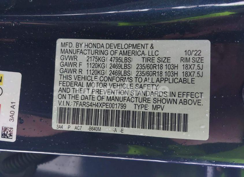 Photo 9 of 2023 Honda Cr-v EX AWD (VIN 7FARS4H4XPE001799)