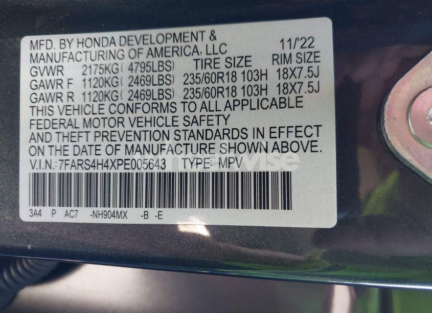 Photo 9 of 2023 Honda Cr-v EX AWD (VIN 7FARS4H4XPE005643)