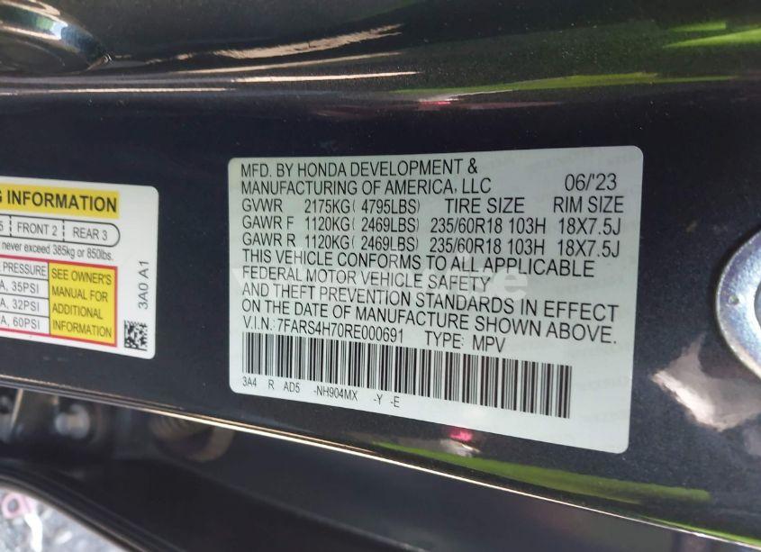 Photo 9 of 2024 Honda Cr-v EX-L AWD (VIN 7FARS4H70RE000691)