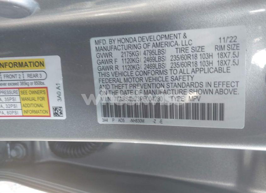 Photo 9 of 2023 Honda Cr-v EX-L AWD (VIN 7FARS4H73PE004280)