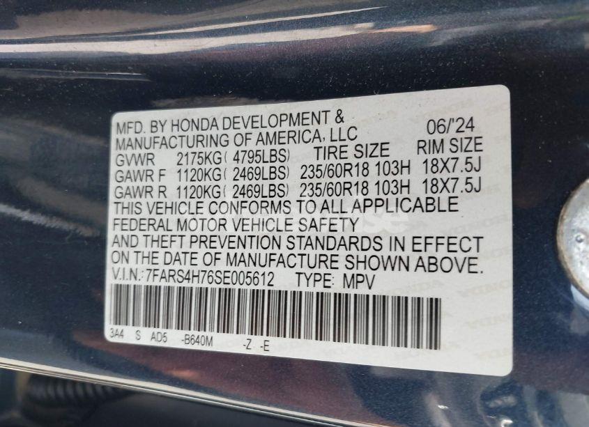 Photo 9 of 2025 Honda Cr-v EX-L AWD (VIN 7FARS4H76SE005612)