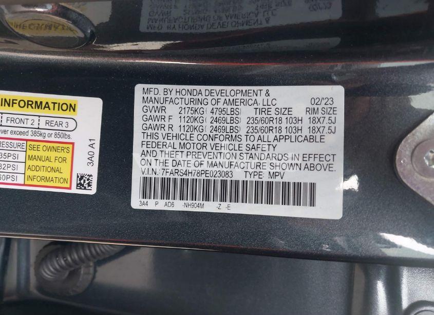 Photo 9 of 2023 Honda Cr-v EX-L AWD (VIN 7FARS4H78PE023083)