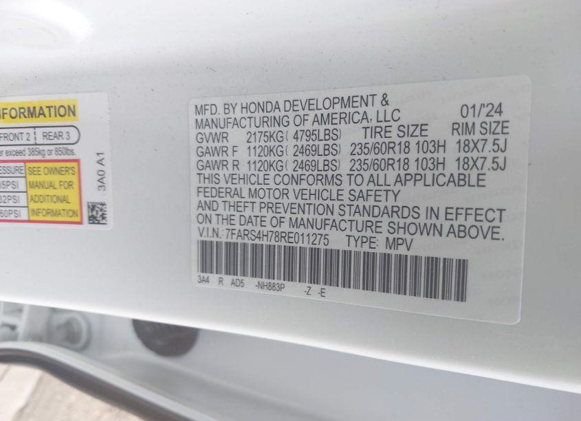 Photo 9 of 2024 Honda Cr-v EX-L AWD (VIN 7FARS4H78RE011275)