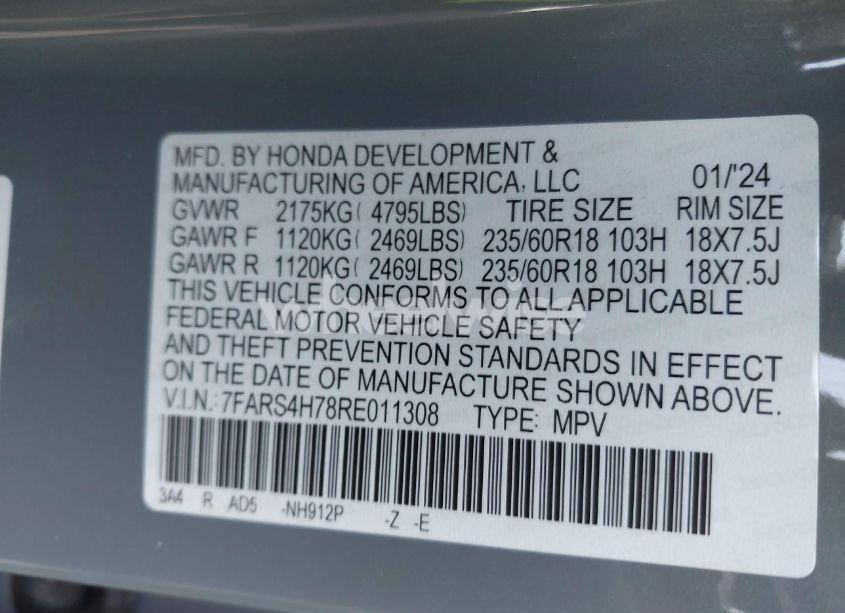 Photo 9 of 2024 Honda Cr-v EX-L AWD (VIN 7FARS4H78RE011308)