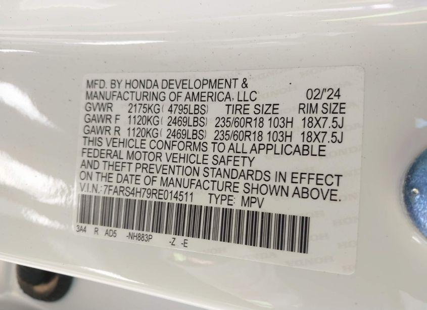 Photo 9 of 2024 Honda Cr-v EX-L AWD (VIN 7FARS4H79RE014511)