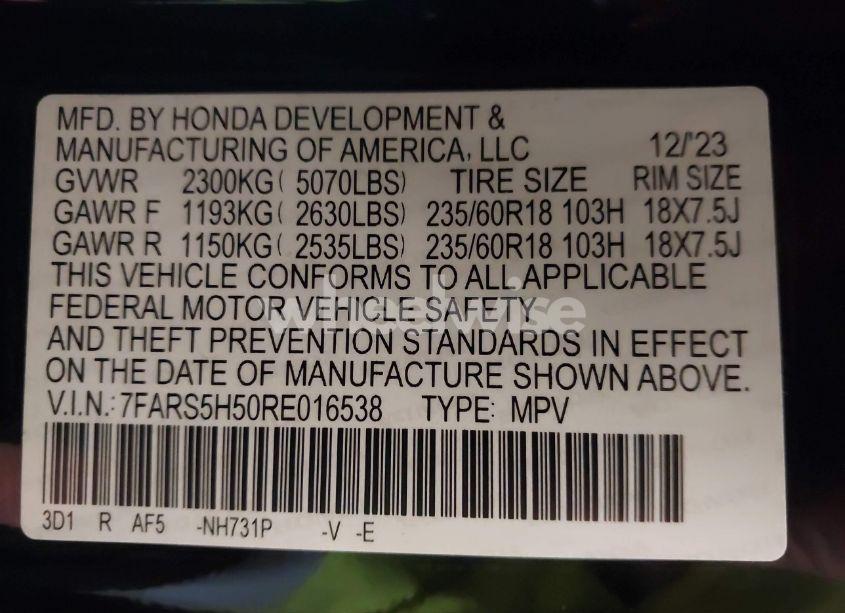 Photo 9 of 2024 Honda Cr-v HYBRID SPORT (VIN 7FARS5H50RE016538)