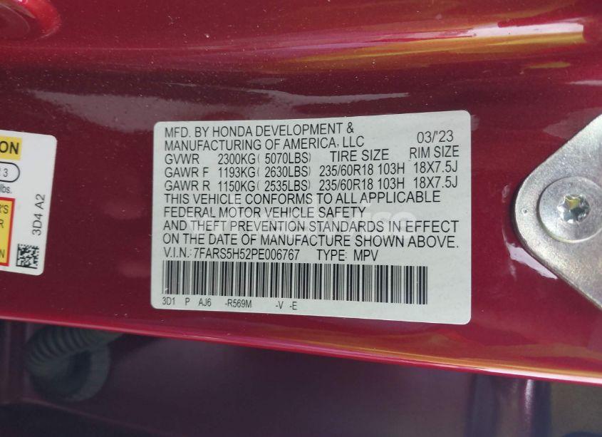 Photo 9 of 2023 Honda Cr-v HYBRID SPORT (VIN 7FARS5H52PE006767)