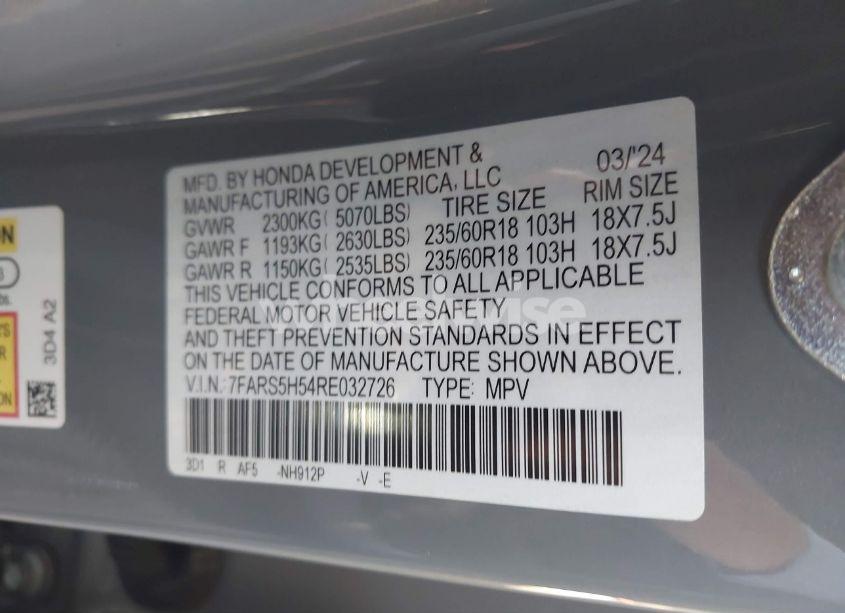 Photo 9 of 2024 Honda Cr-v HYBRID SPORT (VIN 7FARS5H54RE032726)