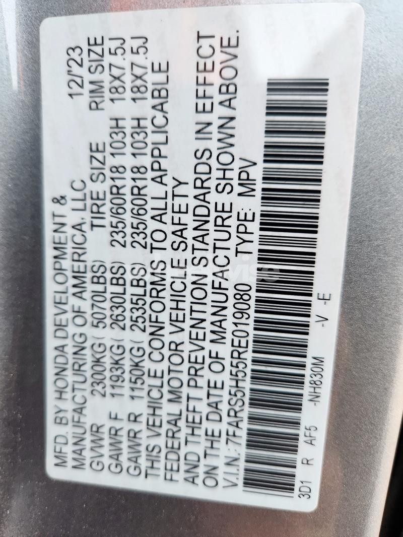 Photo 14 of 2024 HONDA CR-V SPORT (VIN 7FARS5H55RE019080)