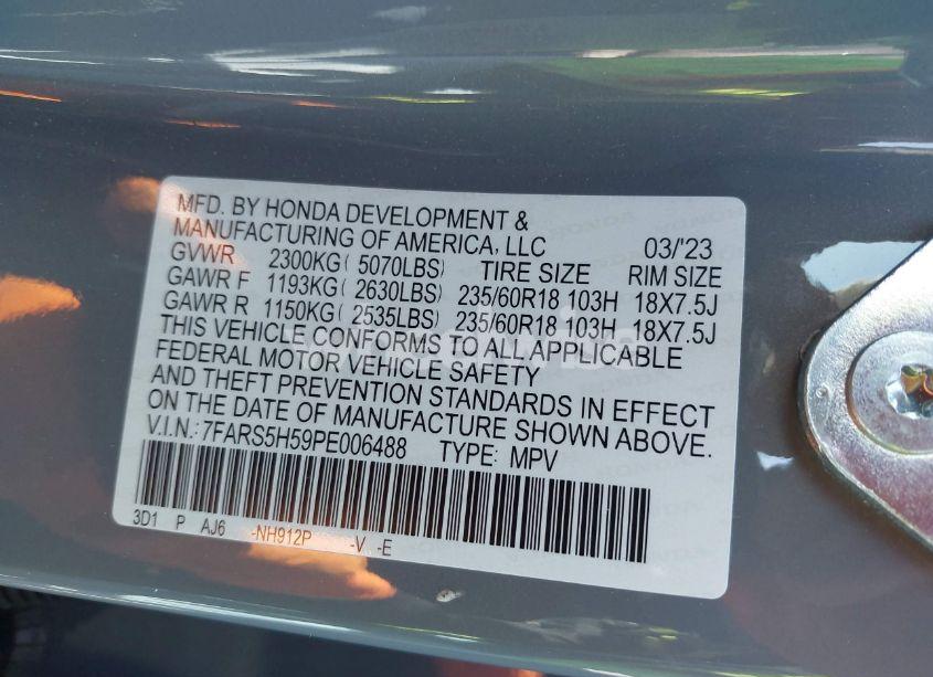 Photo 9 of 2023 Honda Cr-v HYBRID SPORT (VIN 7FARS5H59PE006488)