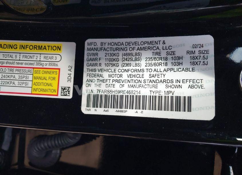 Photo 9 of 2024 Honda Cr-v HYBRID SPORT (VIN 7FARS5H59RE468214)