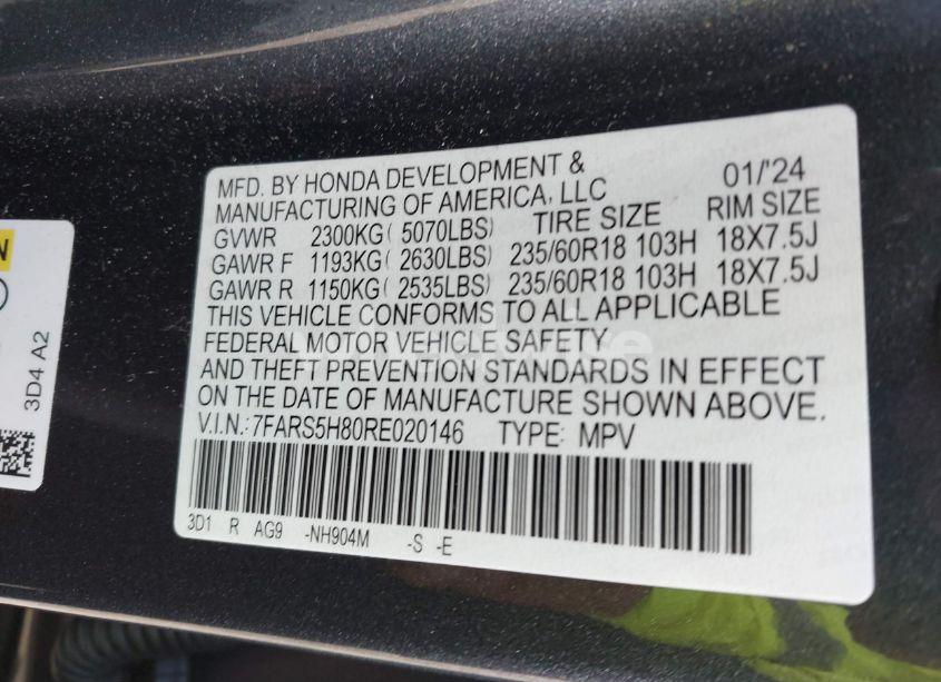 Photo 9 of 2024 Honda Cr-v HYBRID SPORT-L (VIN 7FARS5H80RE020146)