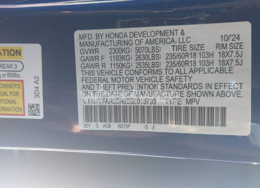 Photo 9 of 2025 Honda Cr-v HYBRID SPORT-L (VIN 7FARS5H80SE015793)