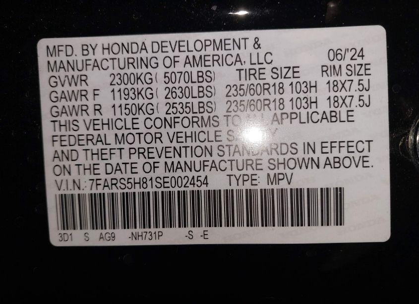Photo 9 of 2025 Honda Cr-v HYBRID SPORT-L (VIN 7FARS5H81SE002454)