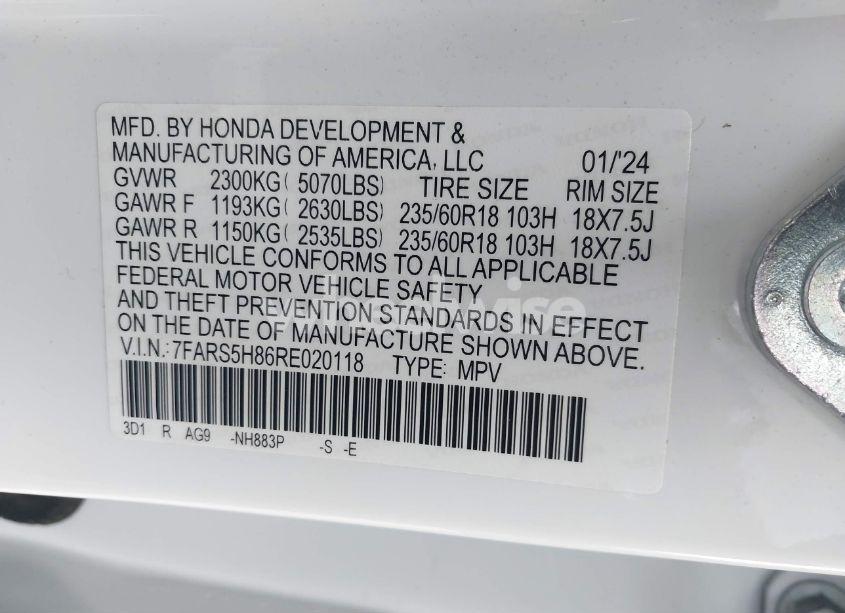 Photo 9 of 2024 Honda Cr-v HYBRID SPORT-L (VIN 7FARS5H86RE020118)