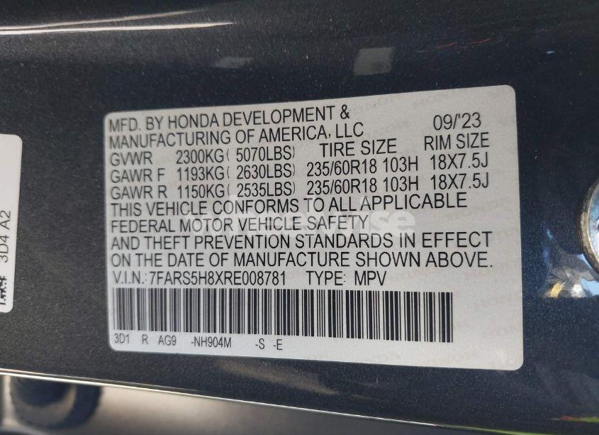 Photo 9 of 2024 Honda Cr-v HYBRID SPORT-L (VIN 7FARS5H8XRE008781)