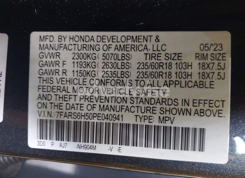 Photo 9 of 2023 Honda Cr-v HYBRID SPORT (VIN 7FARS6H50PE040941)