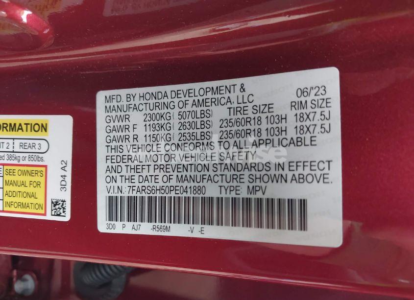 Photo 9 of 2023 Honda Cr-v HYBRID SPORT (VIN 7FARS6H50PE041880)