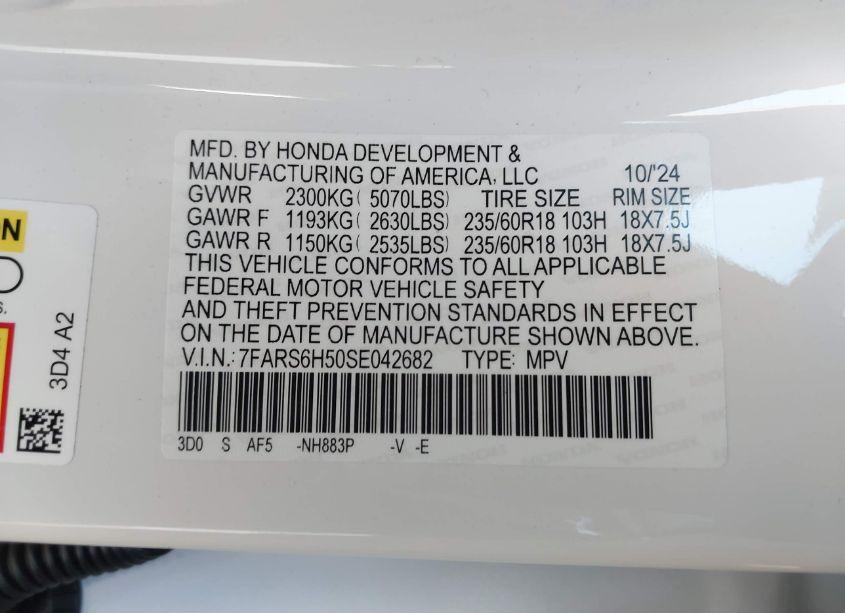 Photo 9 of 2025 Honda Cr-v HYBRID SPORT (VIN 7FARS6H50SE042682)