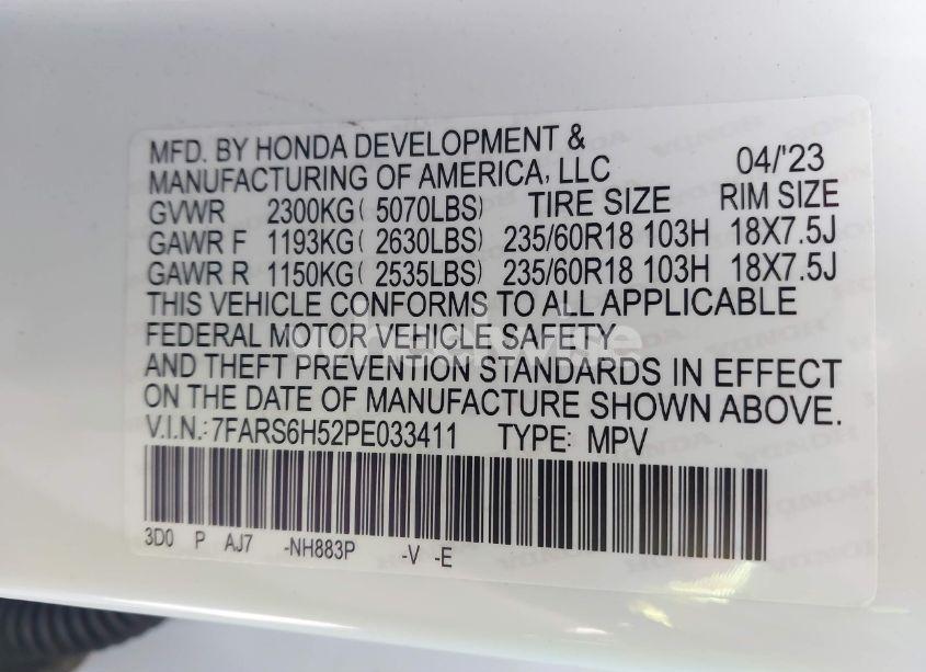 Photo 9 of 2023 Honda Cr-v HYBRID SPORT (VIN 7FARS6H52PE033411)