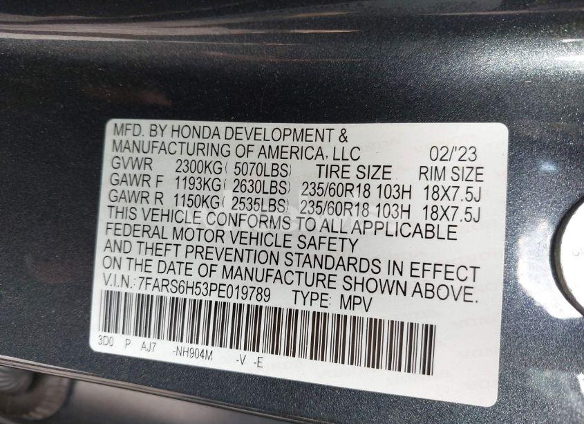 Photo 9 of 2023 Honda Cr-v HYBRID SPORT (VIN 7FARS6H53PE019789)