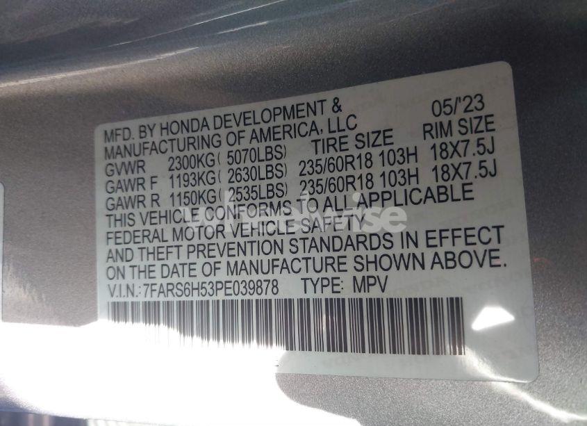 Photo 9 of 2023 Honda Cr-v HYBRID SPORT (VIN 7FARS6H53PE039878)