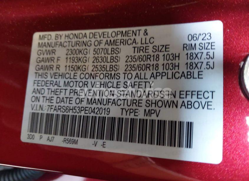 Photo 9 of 2023 Honda Cr-v HYBRID SPORT (VIN 7FARS6H53PE042019)