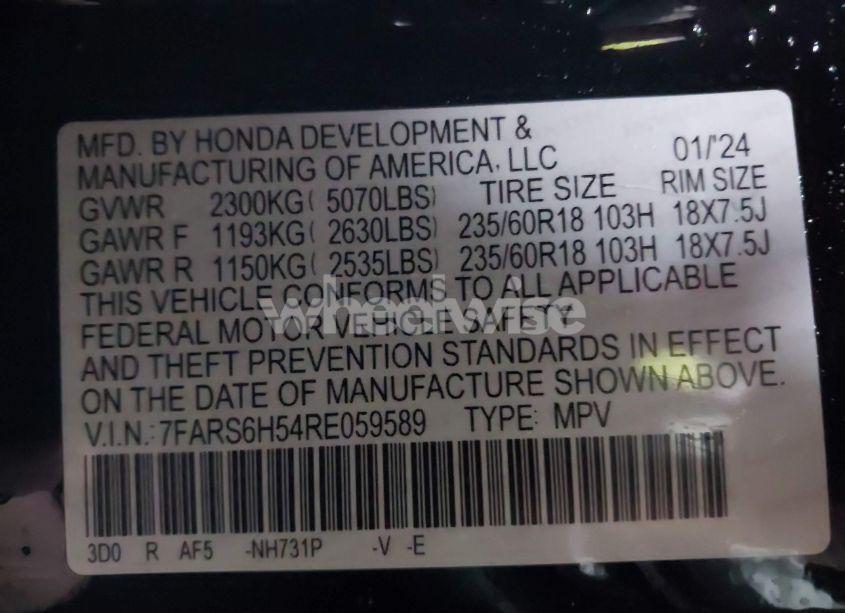 Photo 9 of 2024 Honda Cr-v HYBRID SPORT (VIN 7FARS6H54RE059589)