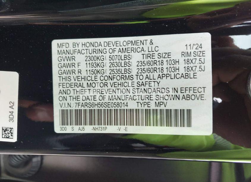 Photo 9 of 2025 Honda Cr-v HYBRID SPORT (VIN 7FARS6H56SE058014)