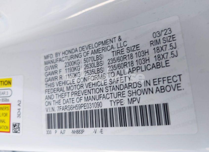 Photo 9 of 2023 Honda Cr-v HYBRID SPORT (VIN 7FARS6H59PE031090)