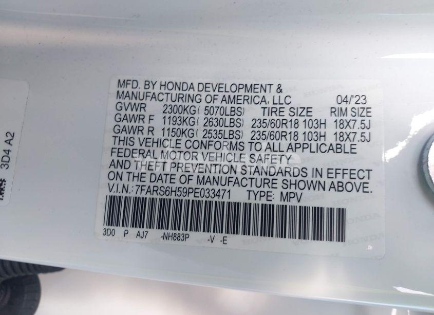 Photo 9 of 2023 Honda Cr-v HYBRID SPORT (VIN 7FARS6H59PE033471)