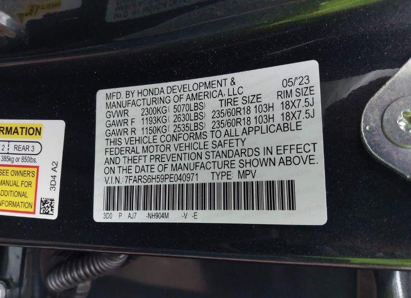 Photo 9 of 2023 Honda Cr-v HYBRID SPORT (VIN 7FARS6H59PE040971)