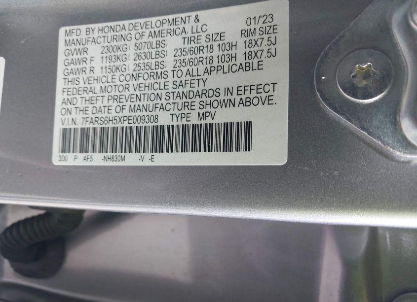Photo 9 of 2023 Honda Cr-v HYBRID SPORT (VIN 7FARS6H5XPE009308)