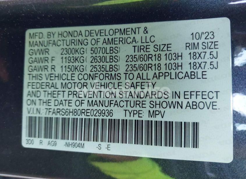 Photo 9 of 2024 Honda Cr-v HYBRID SPORT-L (VIN 7FARS6H80RE029936)