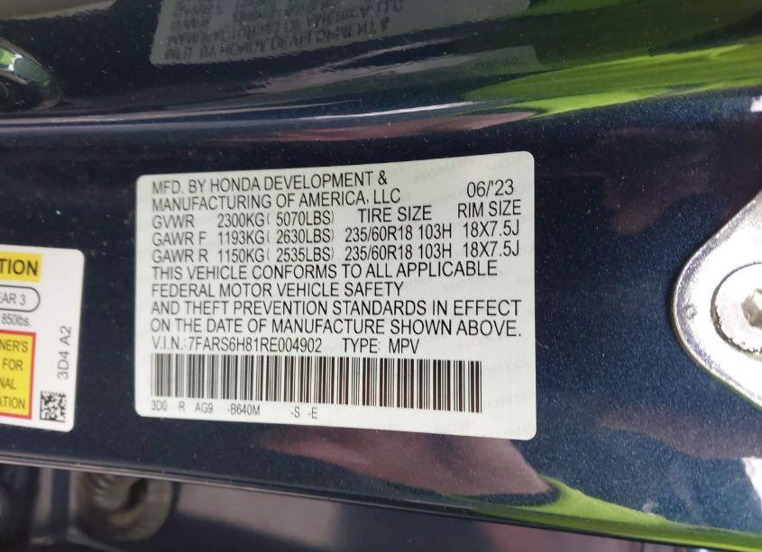 Photo 9 of 2024 Honda Cr-v HYBRID SPORT-L (VIN 7FARS6H81RE004902)