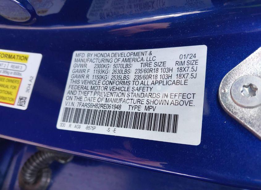 Photo 9 of 2024 Honda Cr-v HYBRID SPORT-L (VIN 7FARS6H82RE061948)