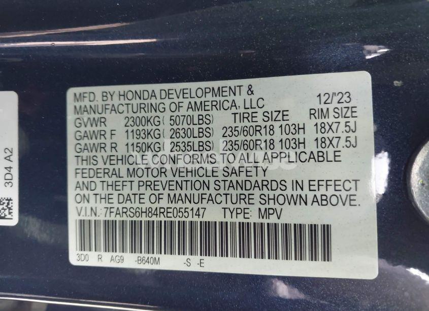 Photo 9 of 2024 Honda Cr-v HYBRID SPORT-L (VIN 7FARS6H84RE055147)