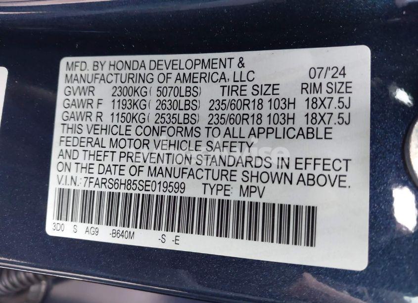 Photo 9 of 2025 Honda Cr-v HYBRID SPORT-L (VIN 7FARS6H85SE019599)