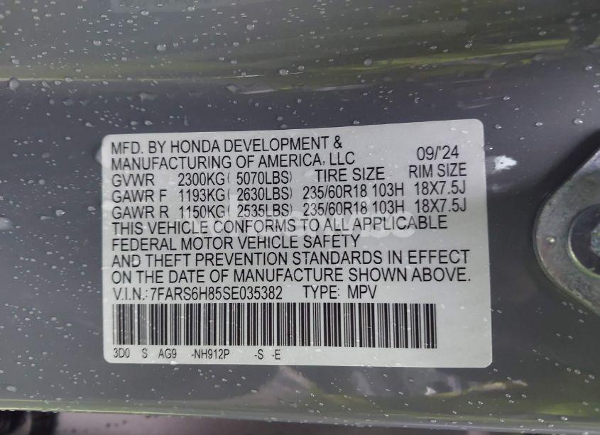 Photo 9 of 2025 Honda Cr-v HYBRID SPORT-L (VIN 7FARS6H85SE035382)